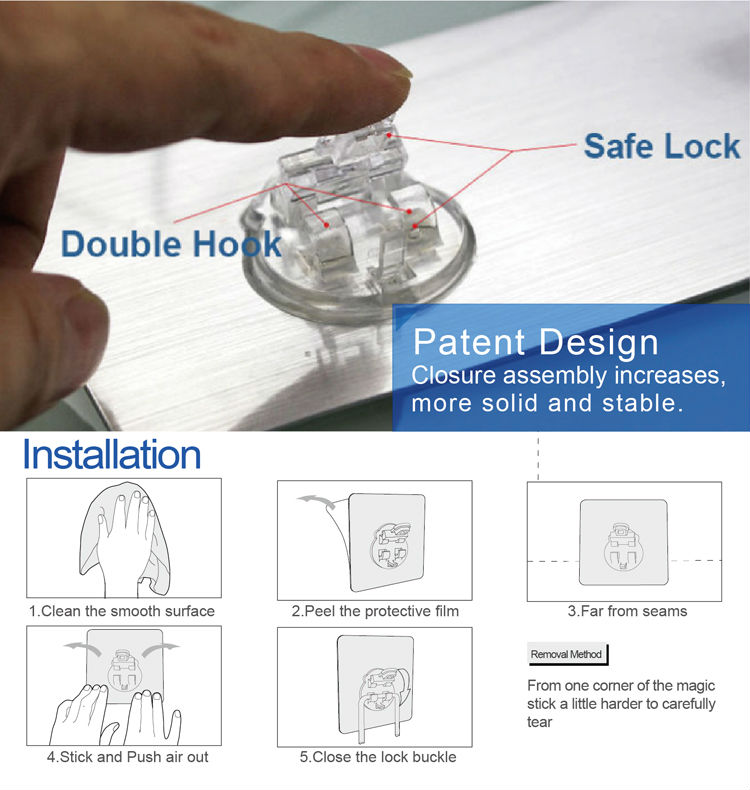 2014年エコ- フレンドリーな機能自己接着剤壁フック・・魔術フックハンガー壁フック問屋・仕入れ・卸・卸売り