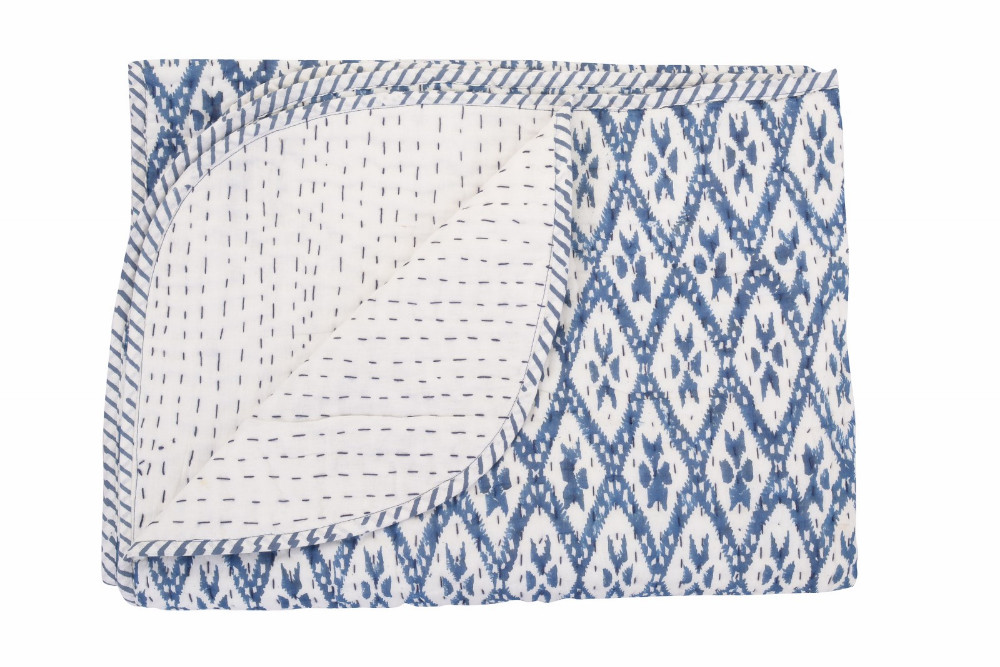 インドの手作りイカットカンタベビーキルト綿ハンドブロックプリント寝具エスニック保育園毛布投げる仕入れ・メーカー・工場