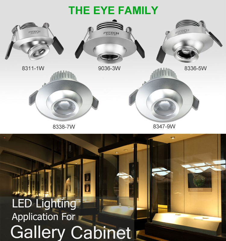 9w Cob Eyeball Focus Led Recessed Downlight Fixture For Mobile