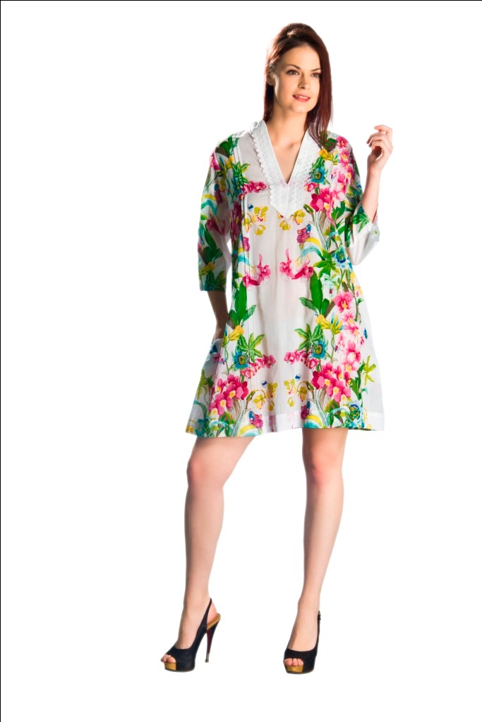 Indian Cotton Floral Printed Short Kurti Western Dress Party Style