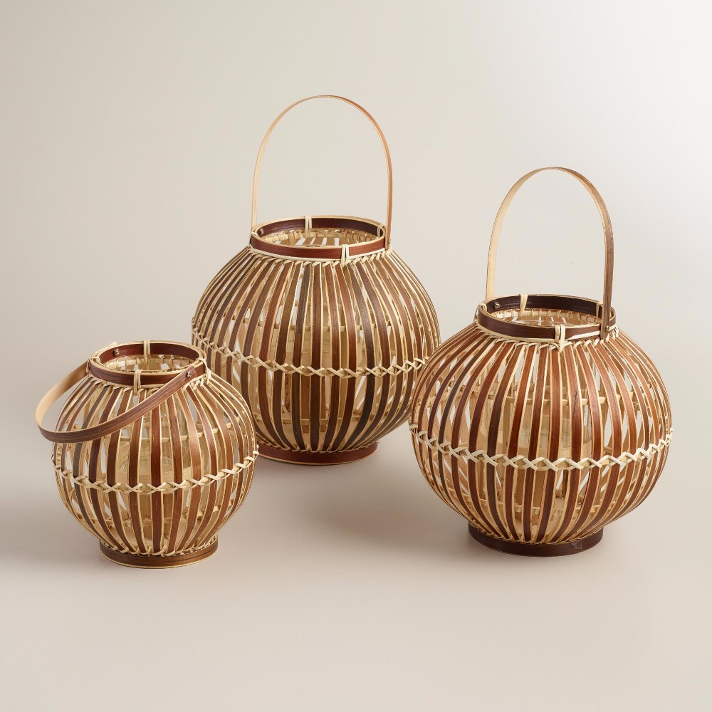 Traditional Vietnamese Lanterns Bamboo Weaved Hanging Candle Holder