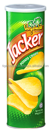 JACKER CRISPS VEGETABLE FLAVOR CANISTER 160G/JACKER POTATO CHIPS/JACKER POTATO SNACK