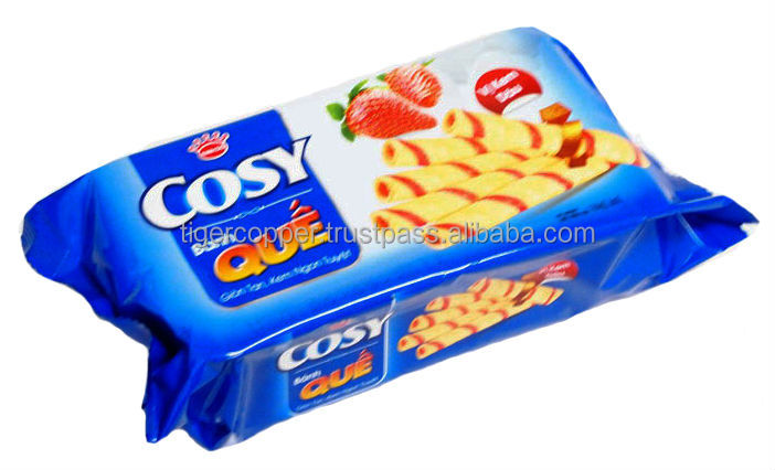 COSY WAFER ROLL WITH STRAWBERRY CREAM FILLING BAG 160G