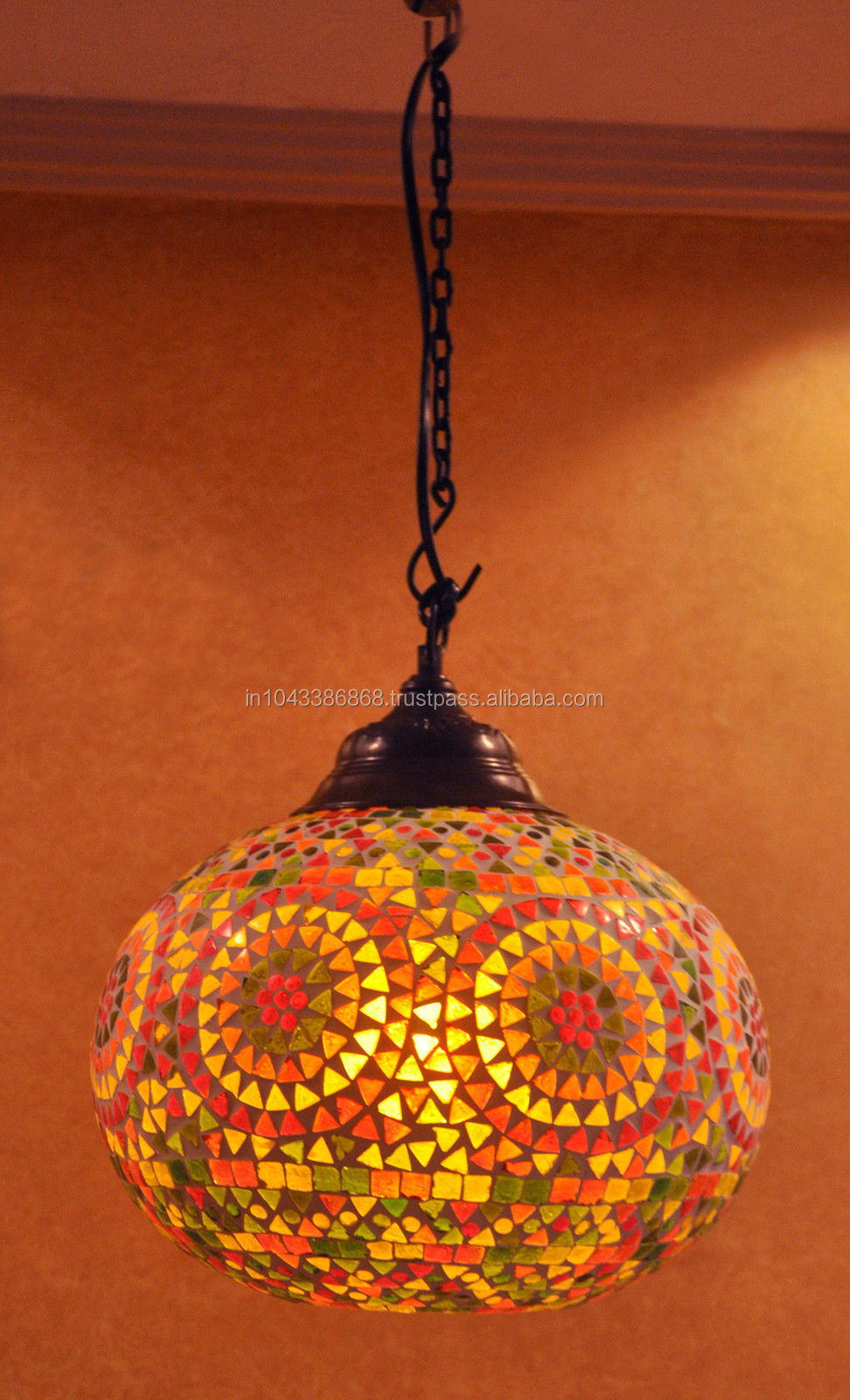 ヴィンテージ装飾的なインドのガラスの天井のランプ、 卸売業者の装飾的なガラスのペンダントランプ問屋・仕入れ・卸・卸売り
