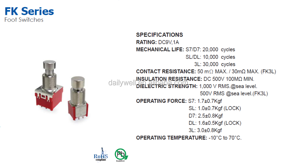 Dailywell Spdt Dpdt 3pdt Foot Switch - Buy Foot Switches,Push Button