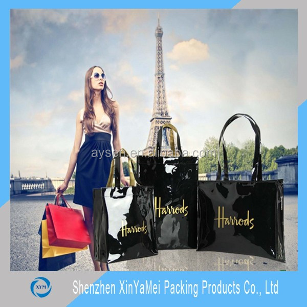 shiny Fashion Shopper Tote harrod customized bag PVC High quality