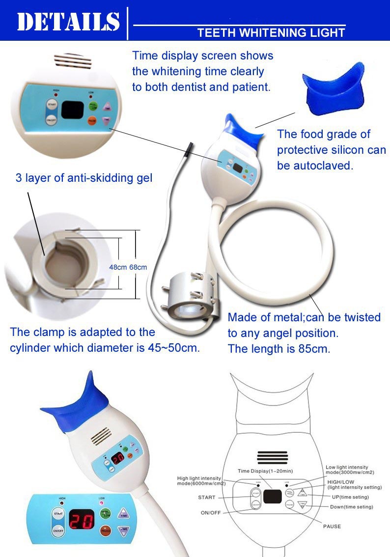 TR-KS-B Dental LED Teeth Whitening Lamp Bleaching System Blue Light Accelerator With Chair Arm Holder,teeth whitening