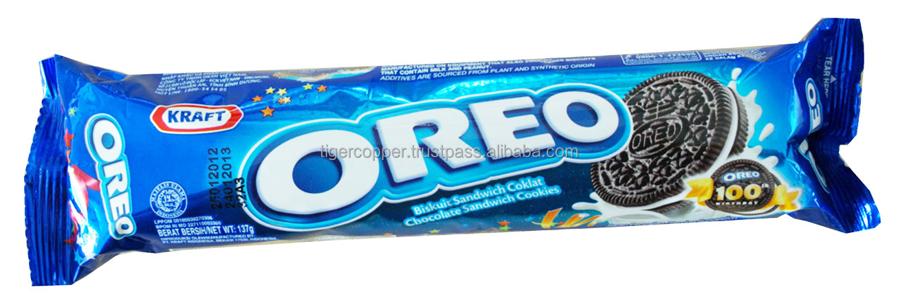 OREO CHOCOLATE SANDWICH COOKIES ICE CREAM ORANGE FLAVOR PACK 137G/OREO CHOCOLATE BISCUITS/OREO BISCUIT/OREO COOKIES