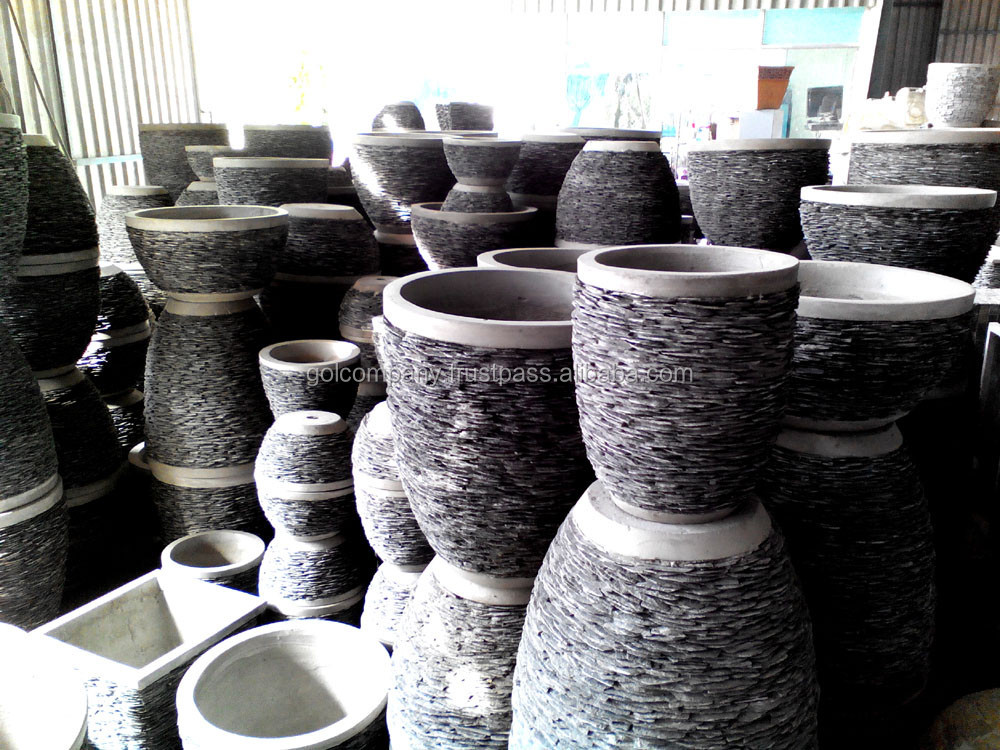 [wholesale] Natural Stacked Stone Slate Planters Slate Pots And