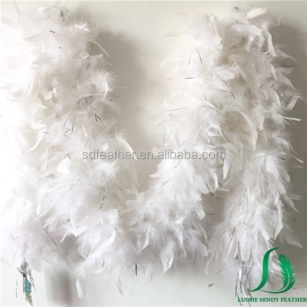 factory price 100g chandelle feather boa with silver glitter