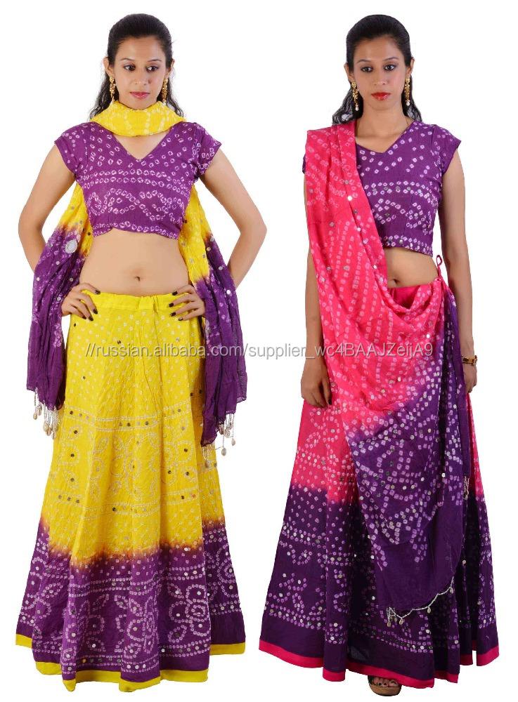 Оптовая Лот Скидка Хлопка Bandhej Lehenga Чоли