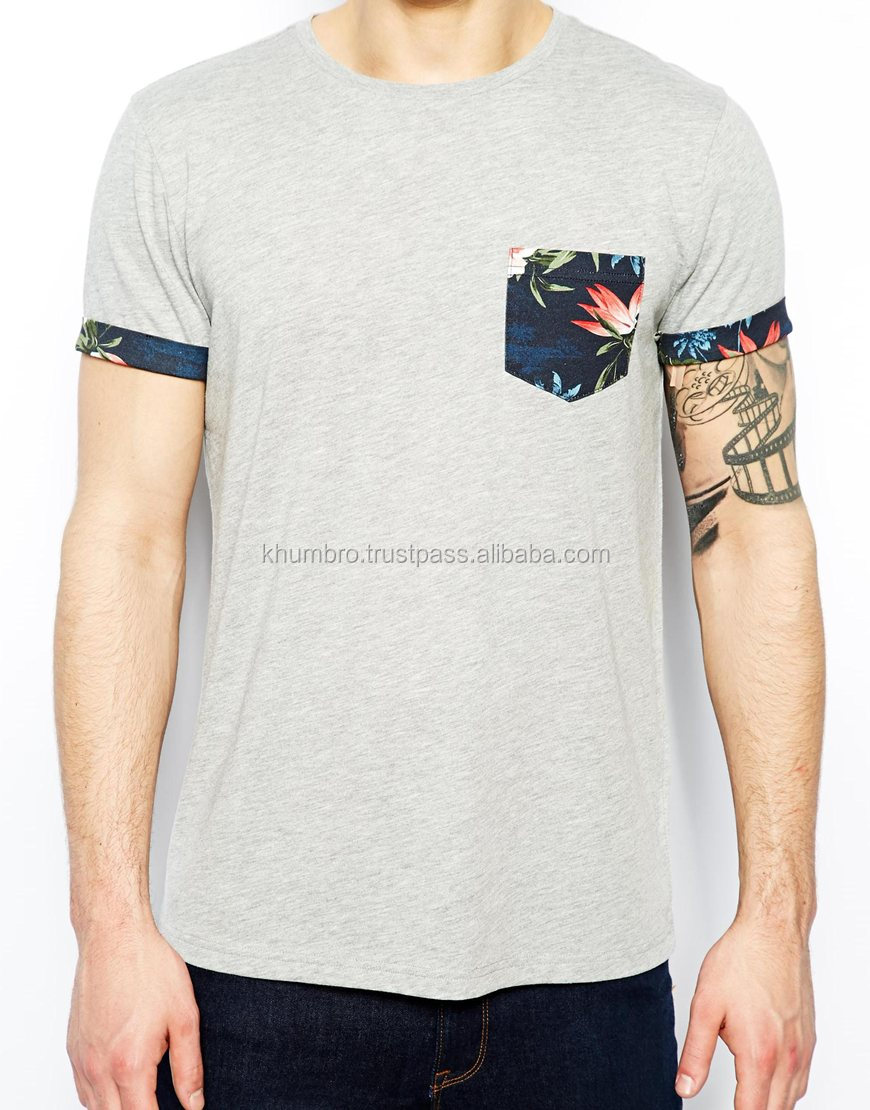 紺の花スリーブポロシャツ/カスタム高品質の男性t- シャツ花のポケットt- シャツ仕入れ・メーカー・工場