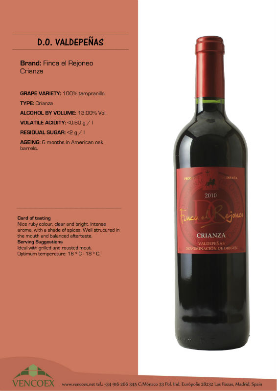 Spanish Valdepenas red wine Crianza,Spain Finca el Rejoneo price