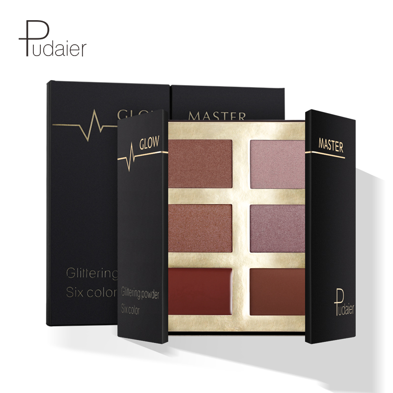 Pudaier 6 цветов подсветки комплект пудры прессованные Highlighter палитры