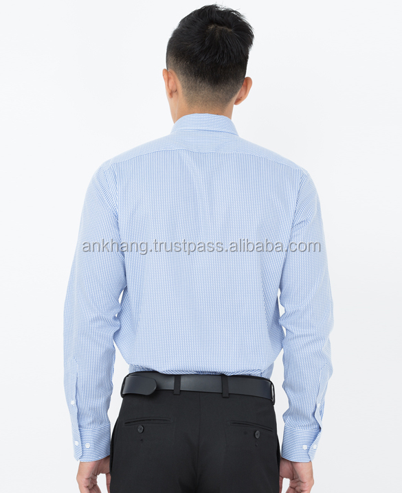 design light blue stripe long sleeve casual button shirt for men