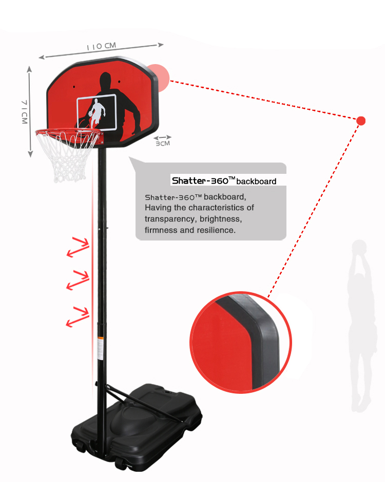 Base Can Be Filled With Water Or Sand Adjustable Portable Basketball